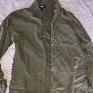Express olive green button down sz small